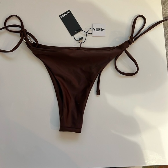 Garage NWT Women's Caramel Brown Small/Petite Bikini Bottom with Ring Tie Sides - Picture 1 of 6